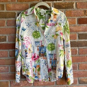 Calypso St. Barth colorful patterned button down top dolce vita italia